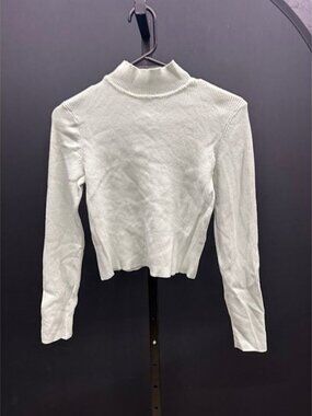 H&M Divided Mint Green Ribbed Mock Neck Cropped Sweater